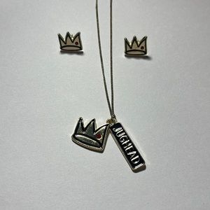 Riverdale Jughead Matching Gold Necklace and Stud Earrings